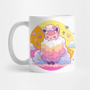 Retro Fluffy Cloud Kawaii Drama Free Pink Llama Mug